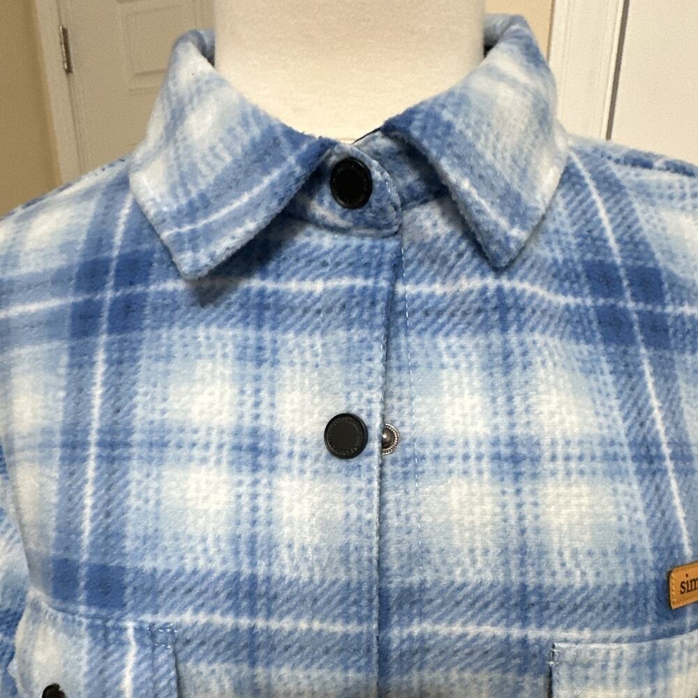 Simply Southern Women’s Blue/White Plaid Shacket Jacket Button Front Collared XL - Picture 3 of 13